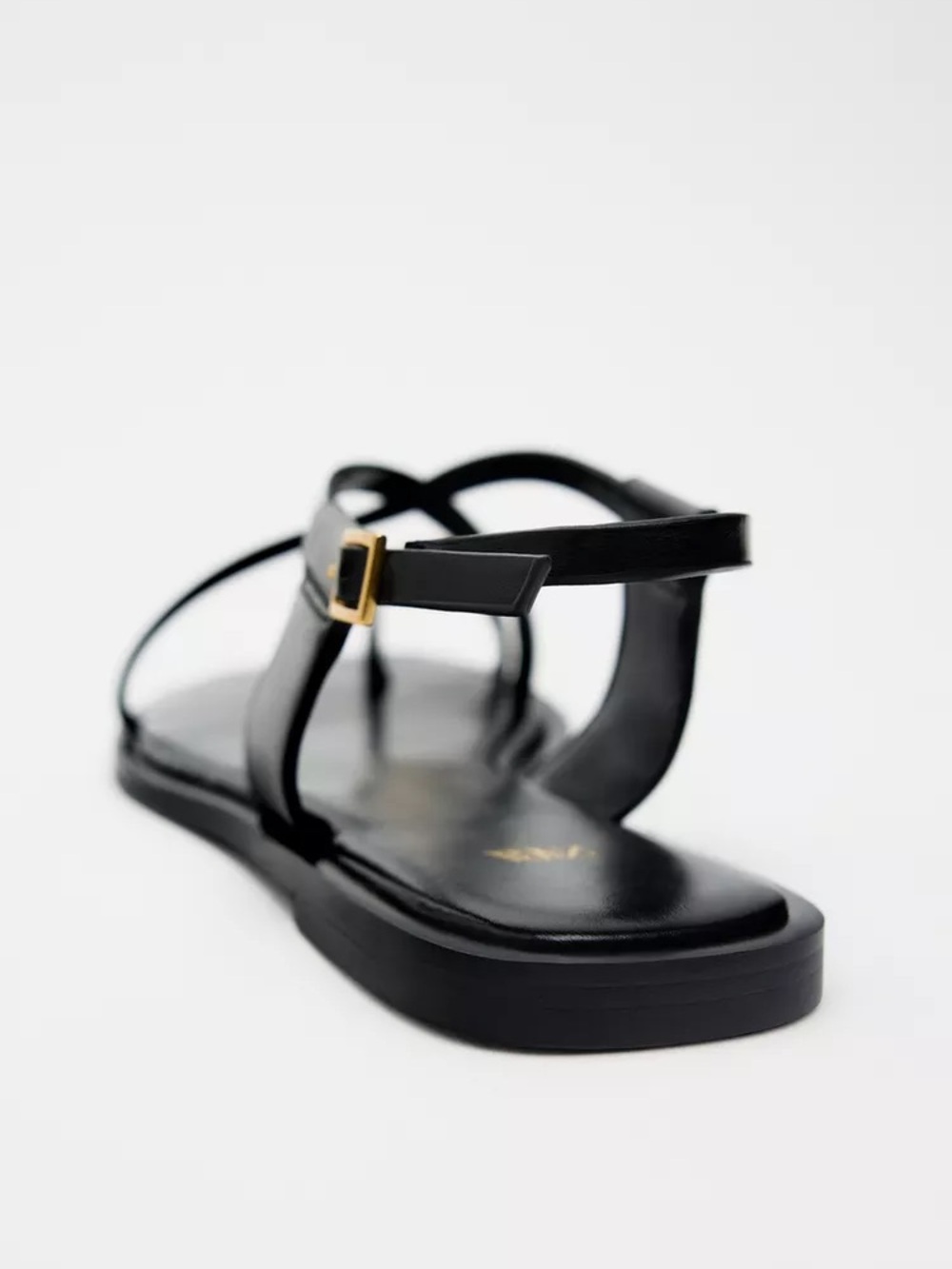 Zara Black Sandals with Gold Toe Accent - Picture 5 of 9